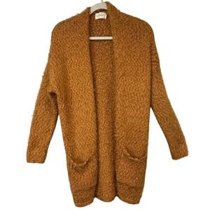 Dreamers Cardigan Gold Medium Large Textured Knit Open Front Cozy Relaxed Lounge